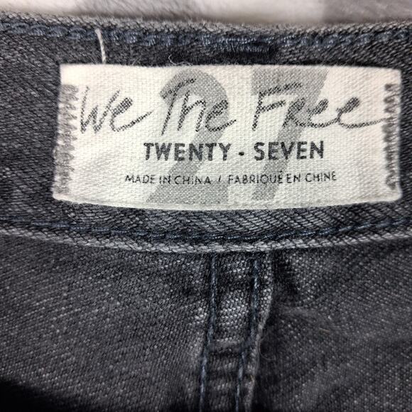 We The Free People Denim Cut Off Shorts Women Size 27 Black Distressed High Rise - Picture 2 of 10